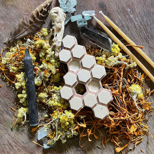 wood honeycomb with twelve hexes art therapy project